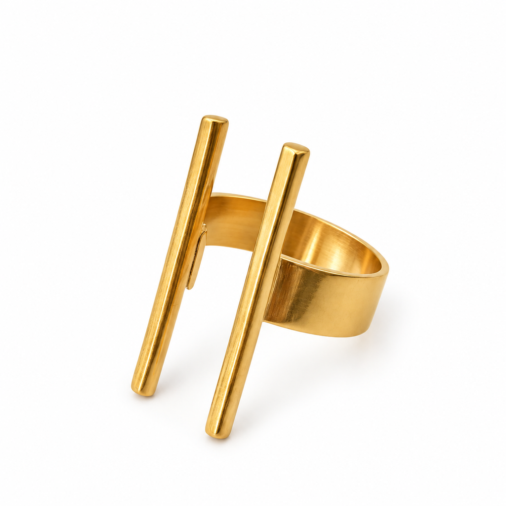 Anillo Barras Latón Baño Oro