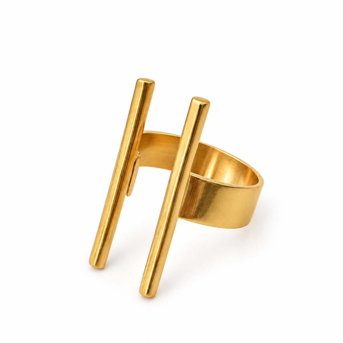 Anillo Barras Latón Baño Oro