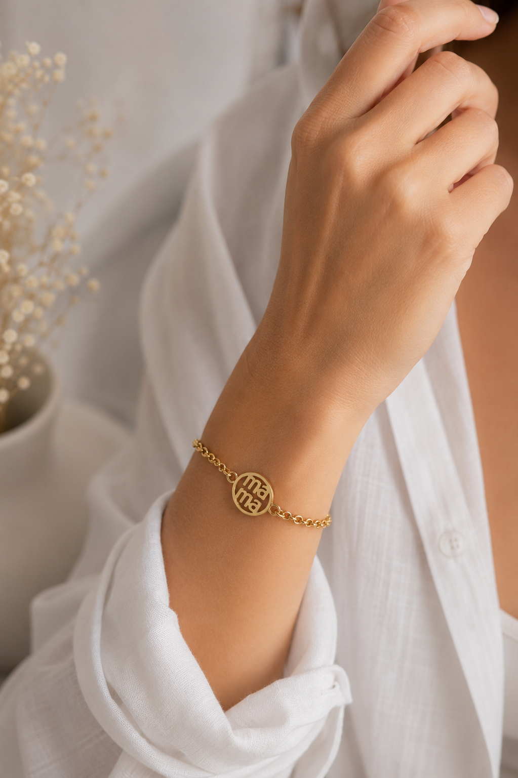 Pulsera Mamá en Baño de Oro – Plata de Ley 925