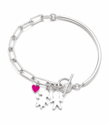 Pulsera Media Caña con Siluetas y Corazón - Plata de Ley 925