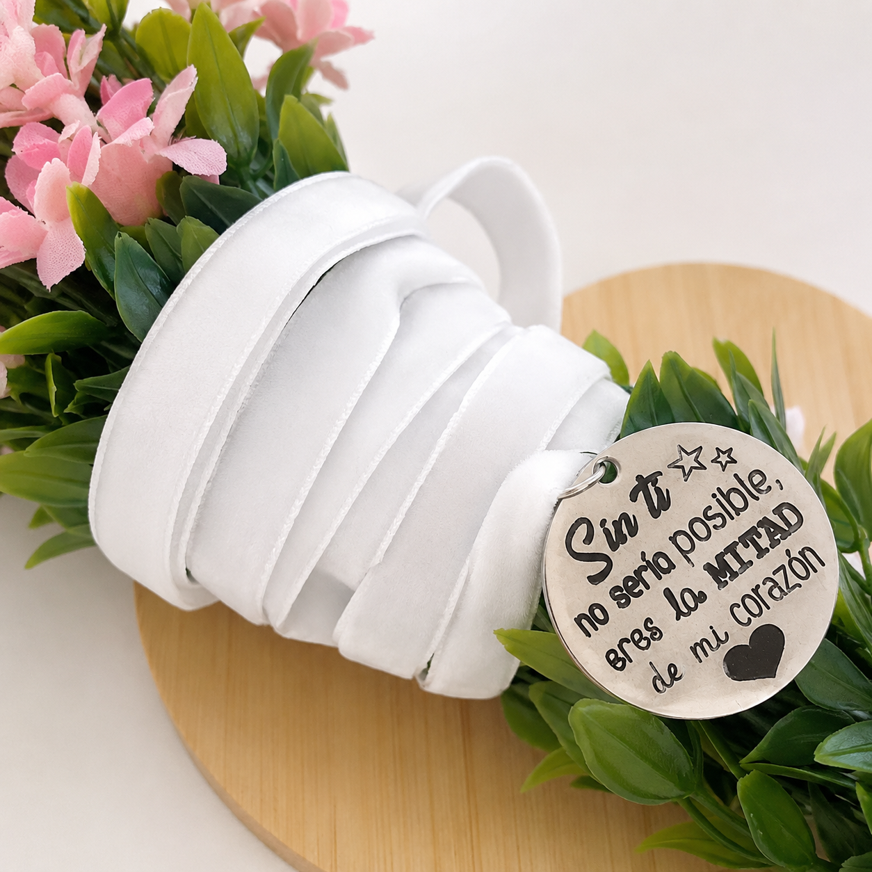 Lazo para Ramo con Medalla Personalizada - Acero