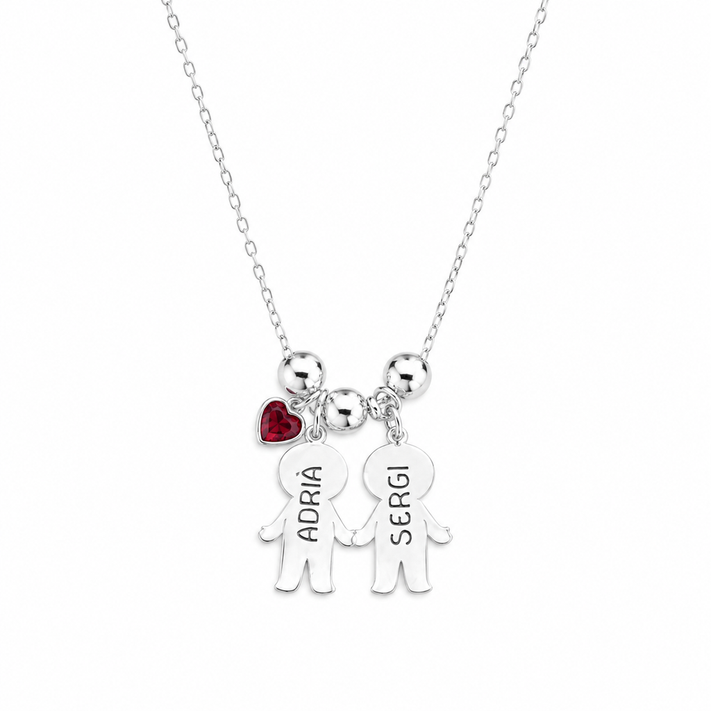 Collar Personalizado con Siluetas de Niños – Plata de Ley 925