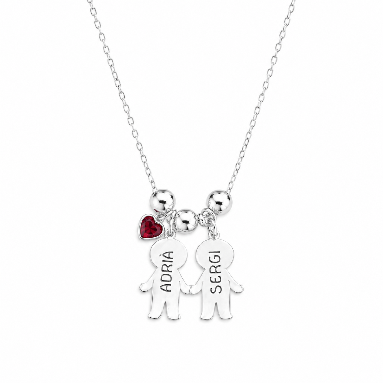 Collar Personalizado con Siluetas de Niños – Plata de Ley 925