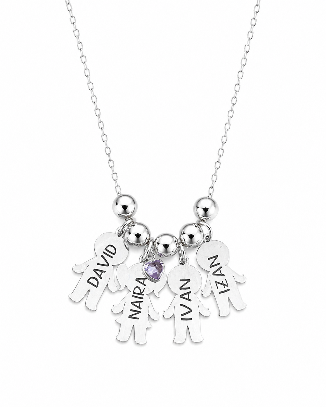 Collar Personalizado con Siluetas de Niños – Plata de Ley 925