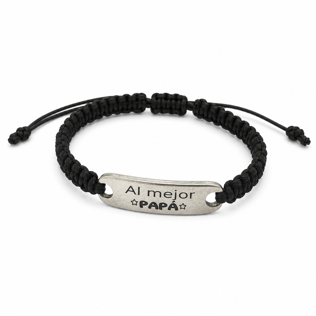 Pulsera Macramé Personalizada Hombre - Baño de Plata