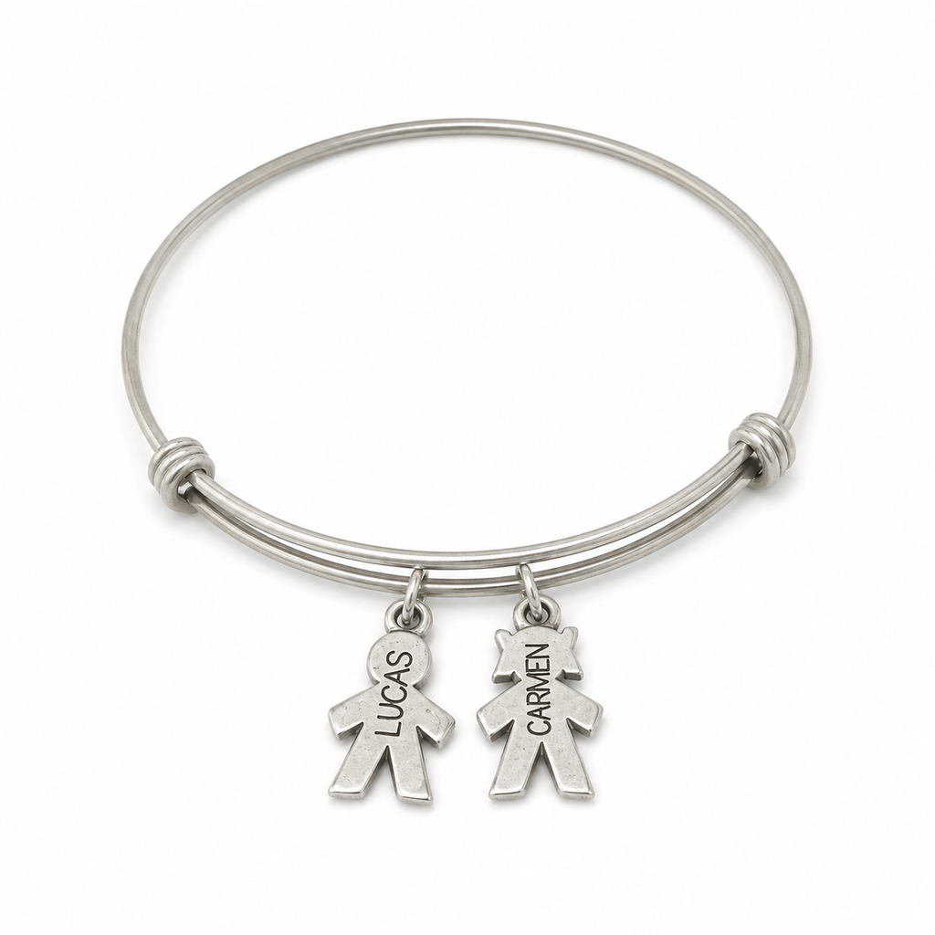 Pulsera Rígida Niños Personalizada - Baño de Plata