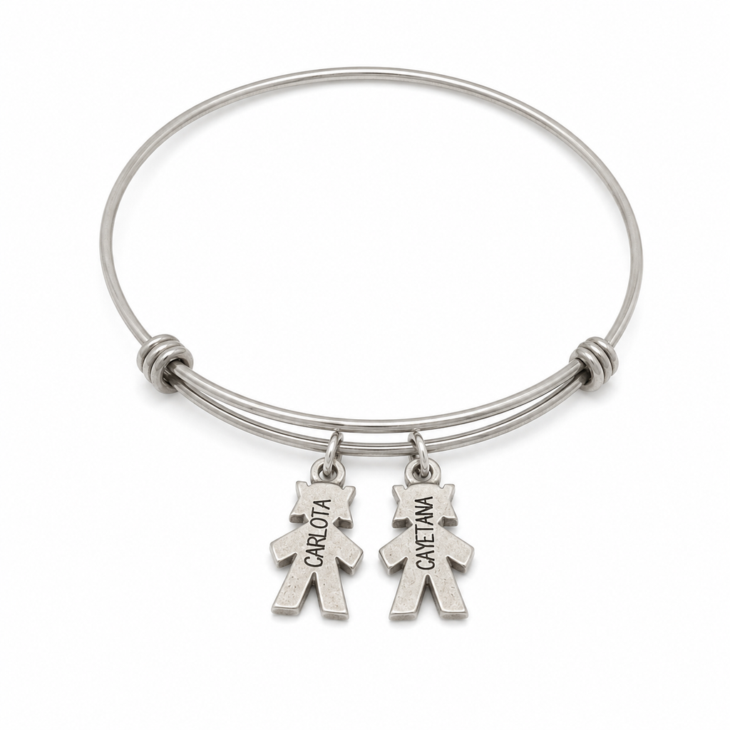Pulsera Rígida Niños Personalizada - Baño de Plata