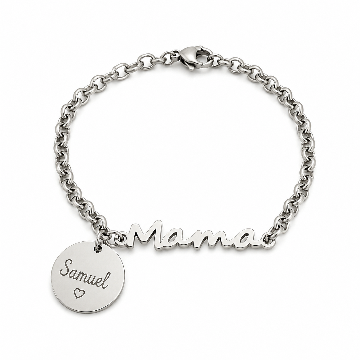 Pulsera Mamá con Medalla Personalizada - Acero Inoxidable