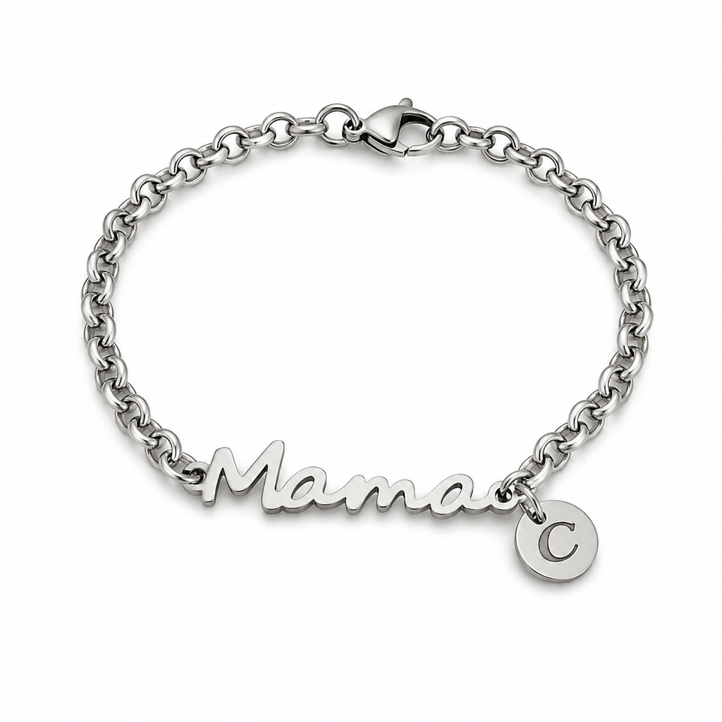 Pulsera Mamá con Inicial Personalizada - Acero Inoxidable
