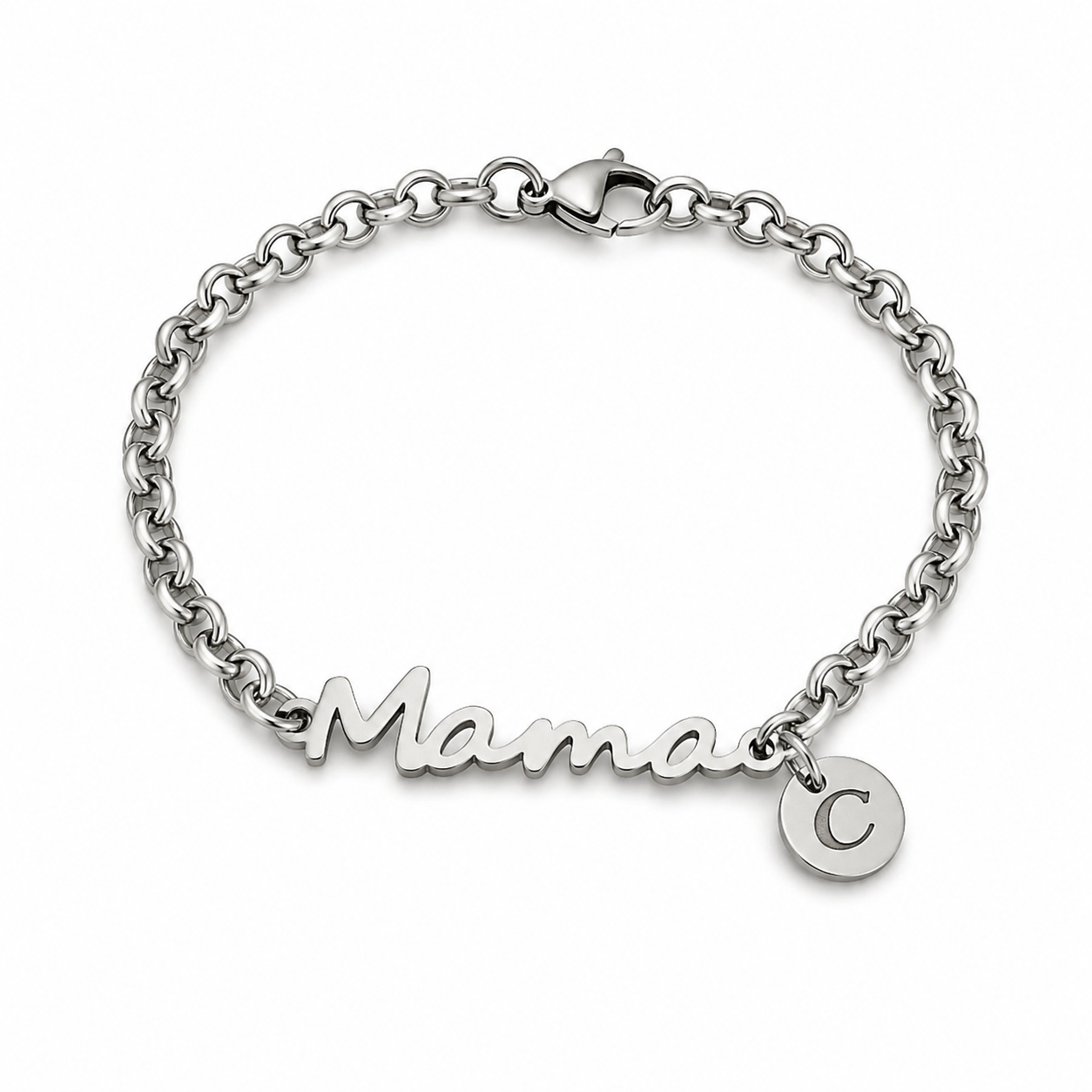 Pulsera Mamá con Inicial Personalizada - Acero Inoxidable