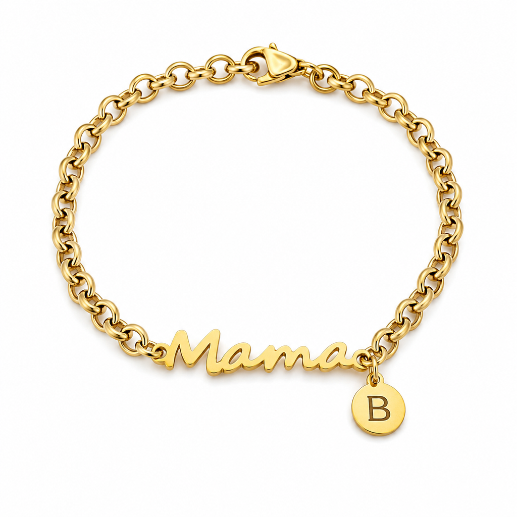 Pulsera Mamá con Inicial Personalizada - Acero Inoxidable