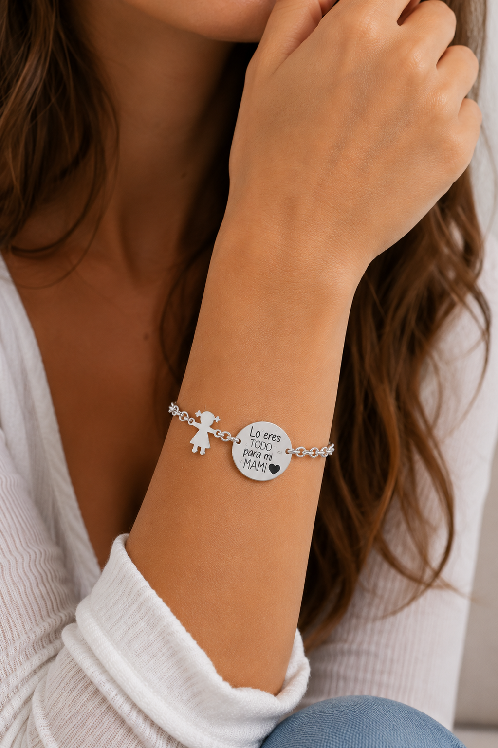 Pulsera Personalizada con Medalla, Silueta y Circonita – Plata de Ley 925
