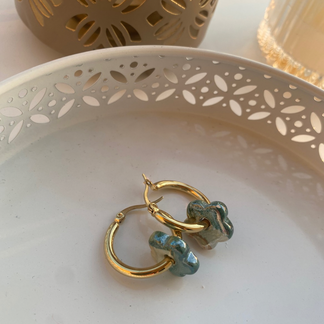 PENDIENTES ARO FLOR ACERO