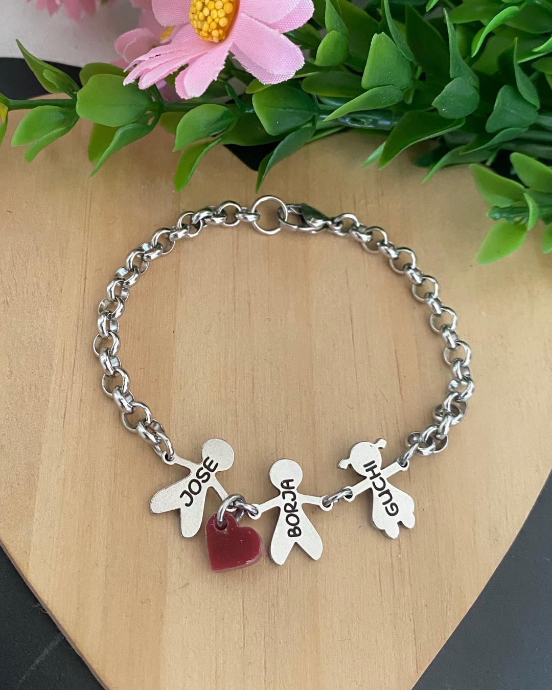 PULSERA MAMÁ NIÑOS ACERO