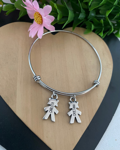 PULSERA RÍGIDA NIÑOS BAÑO PLATA