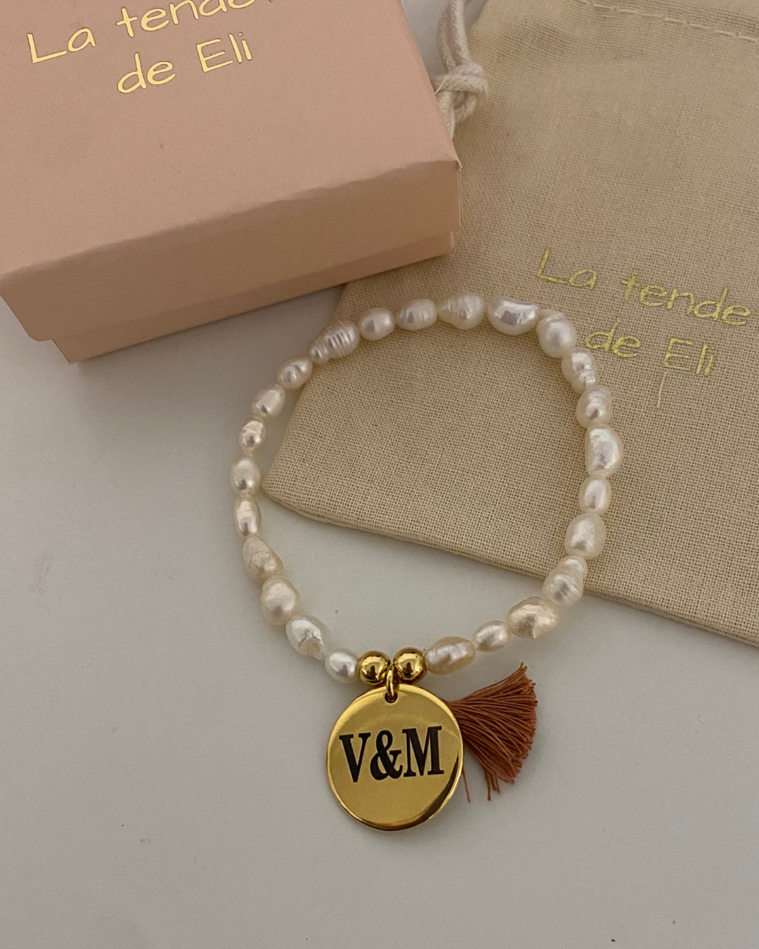 PULSERA PERLAS ACERO BAÑO ORO