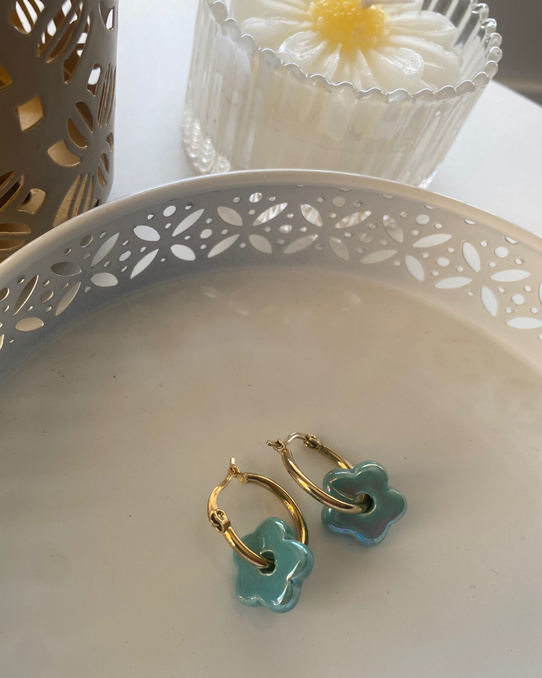 PENDIENTES ARO FLOR ACERO