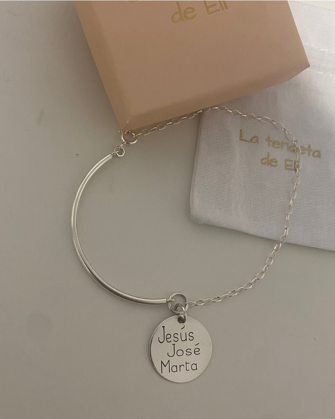 PULSERA MEDIA CAÑA PERSONALIZADA PLATA DE LEY