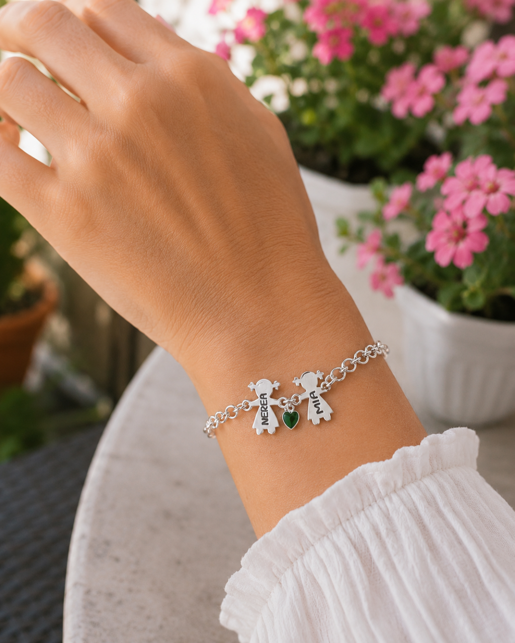 PULSERA MAMÁ NIÑOS PLATA DE LEY