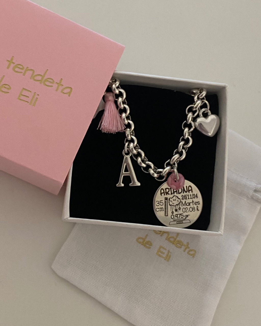 PULSERA NATALICIO BAÑO PLATA