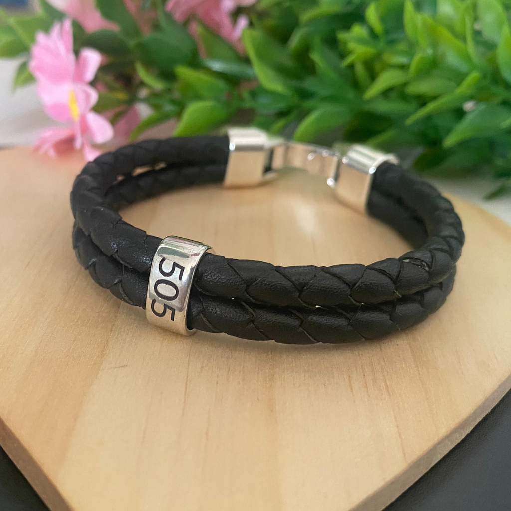 PULSERA CUERO REDONDO ACERO INOXIDABLE