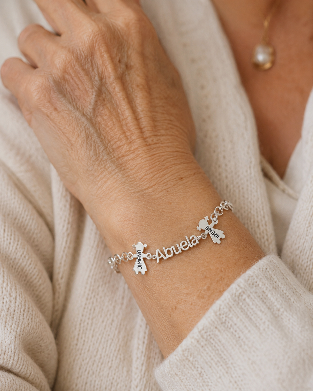 PULSERA ABUELA NIÑOS PLATA DE LEY