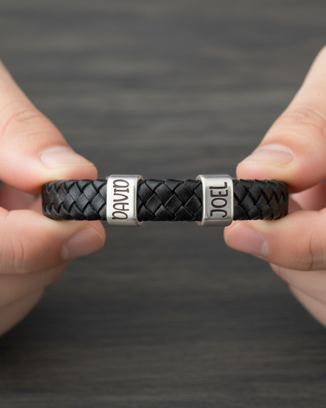 PULSERA CUERO PLANO BAÑO PLATA