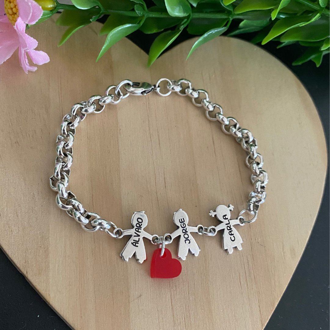 PULSERA NINA CORAZÓN BAÑO PLATA