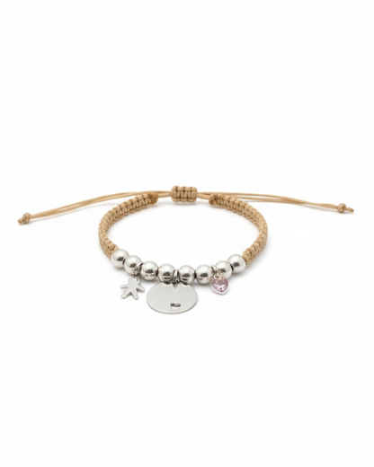 PULSERA DE HILO CON COLGANTES PLATA DE LEY