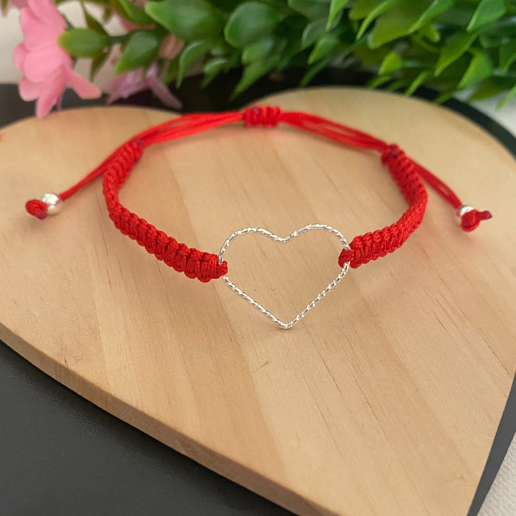 PULSERA AMOR CORAZÓN PLATA DE LEY