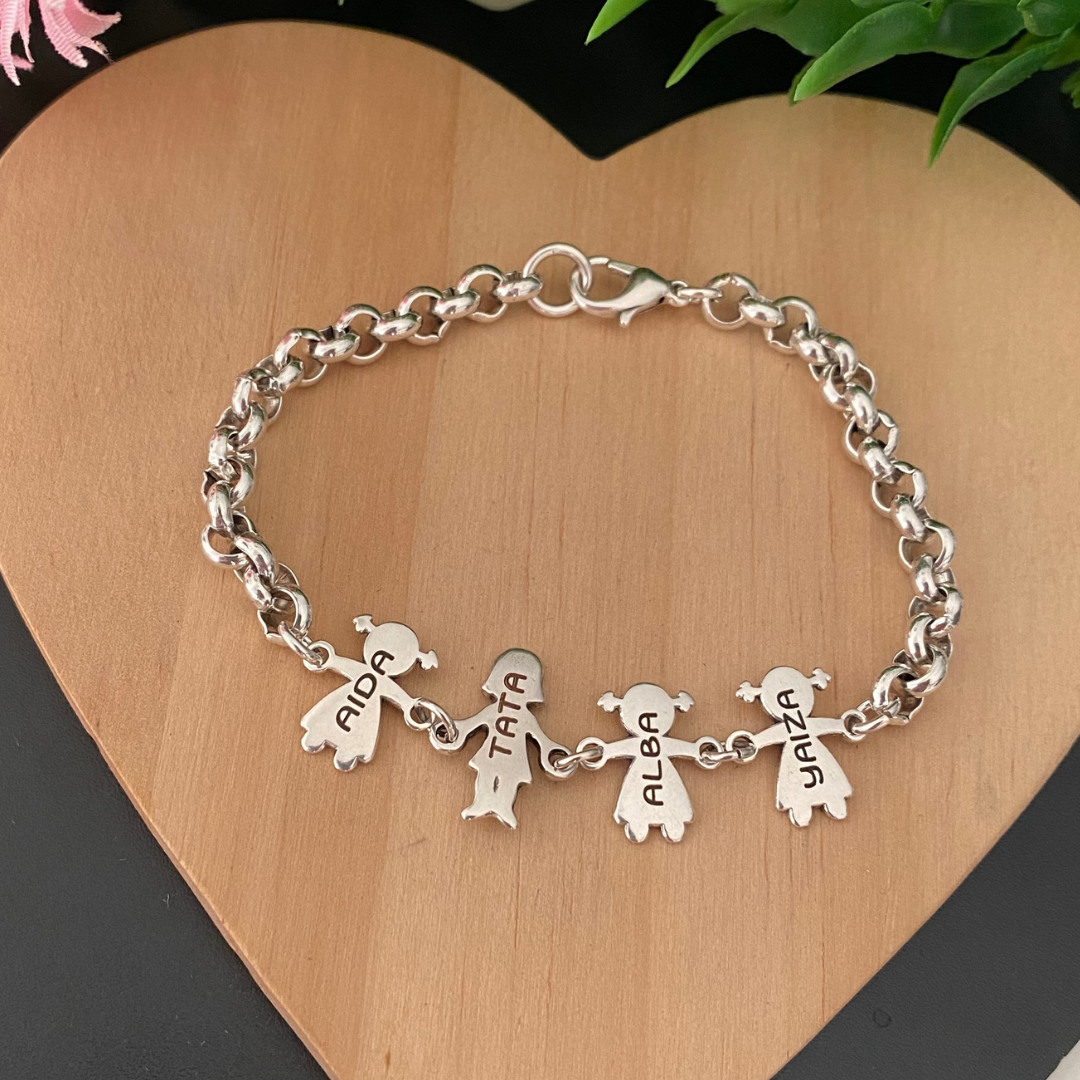 PULSERA NIÑOS Y MAMÁ BAÑO PLATA