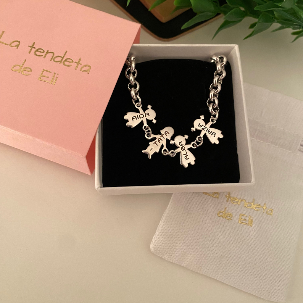 PULSERA NIÑOS Y MAMÁ BAÑO PLATA