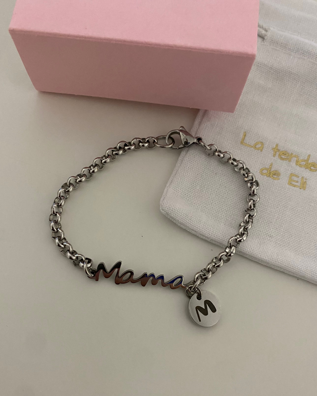 PULSERA MAMÁ INICIAL ACERO