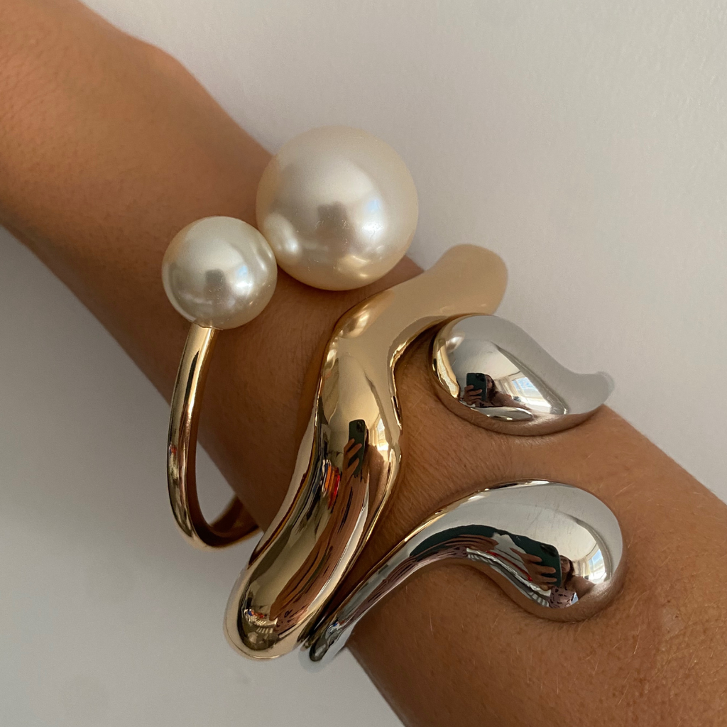 BRAZALETE MAXI PERLAS ACERO