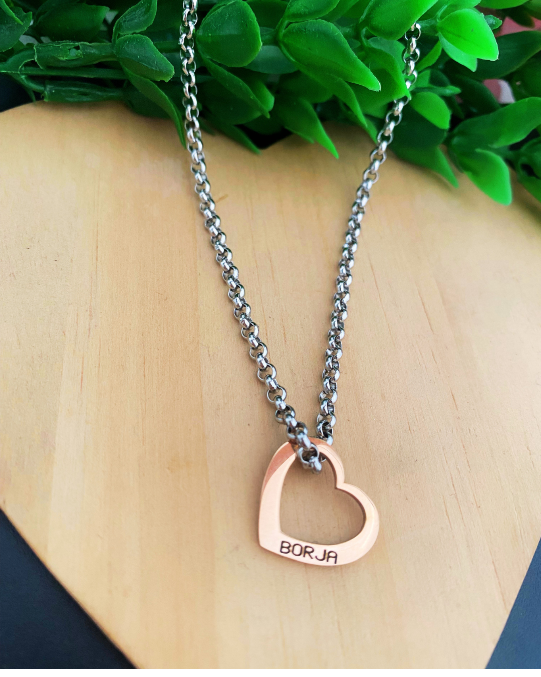 COLGANTE CORAZÓN ACERO ORO ROSA