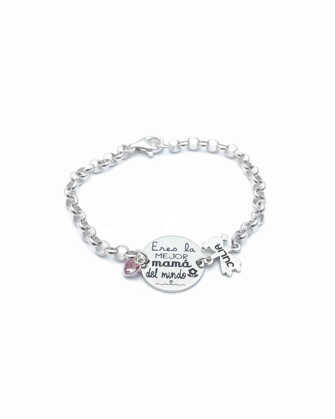 PULSERA MEDALLA Y NIÑOS PLATA DE LEY