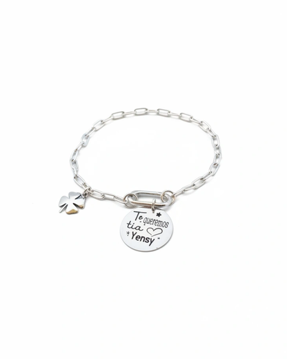 PULSERA PERSONALIZADA TRÉBOL PLATA DE LEY
