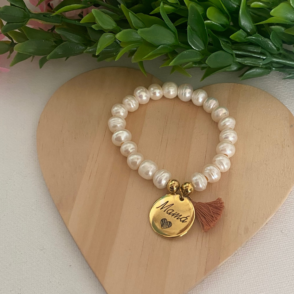 PULSERA PERLAS ACERO BAÑO ORO
