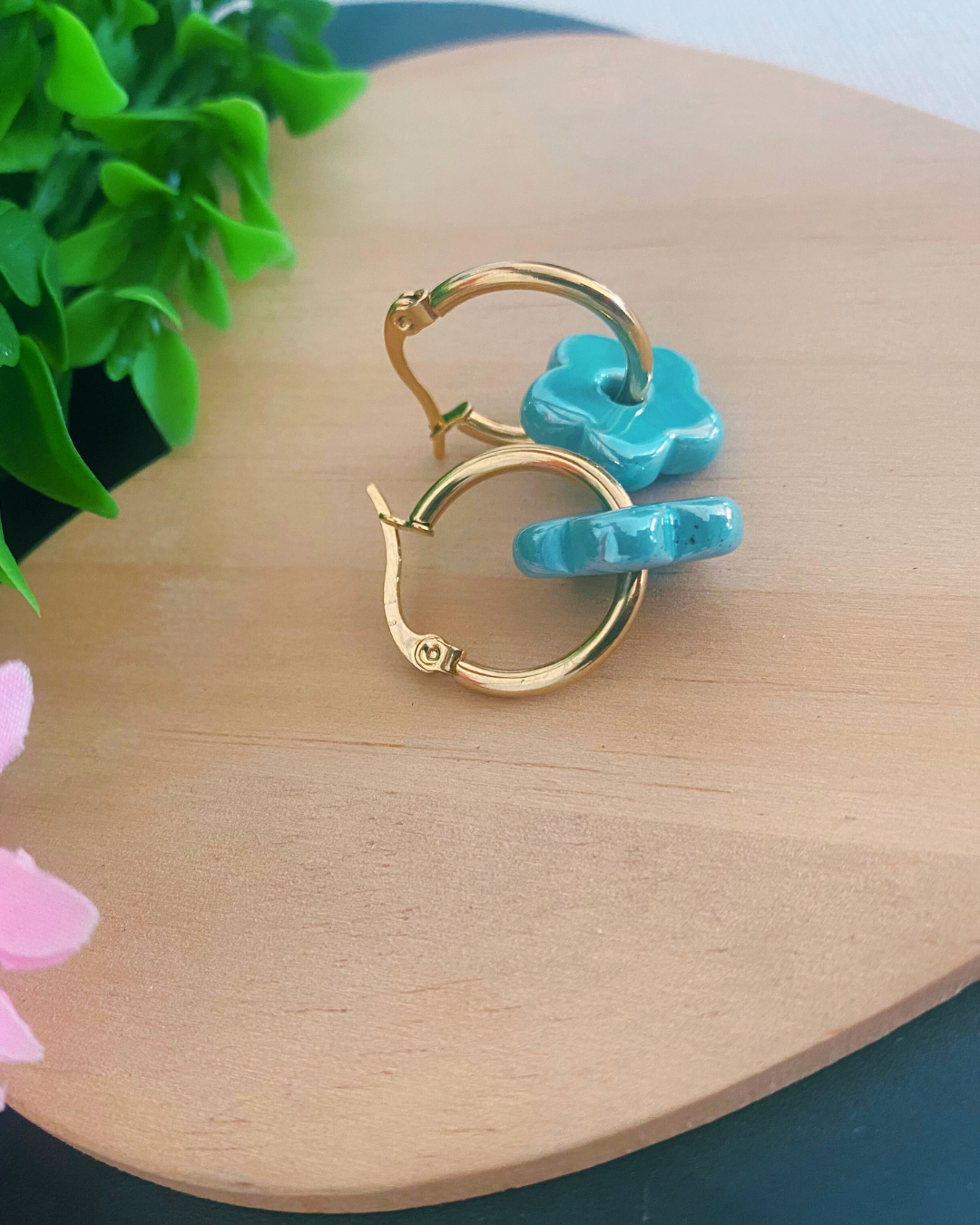 PENDIENTES ARO FLOR ACERO