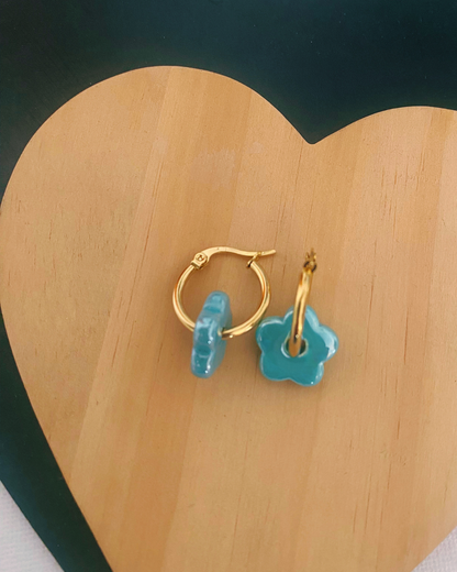 PENDIENTES ARO FLOR ACERO