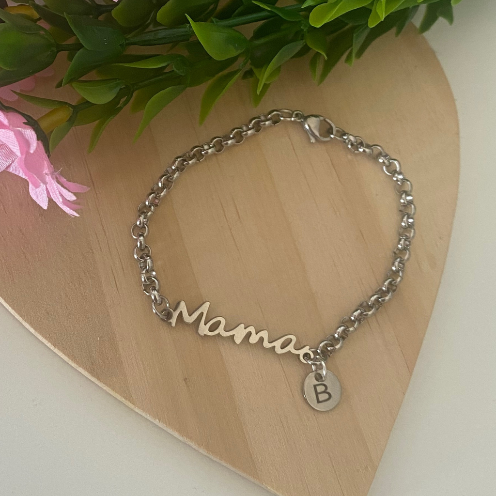 PULSERA MAMÁ INICIAL ACERO