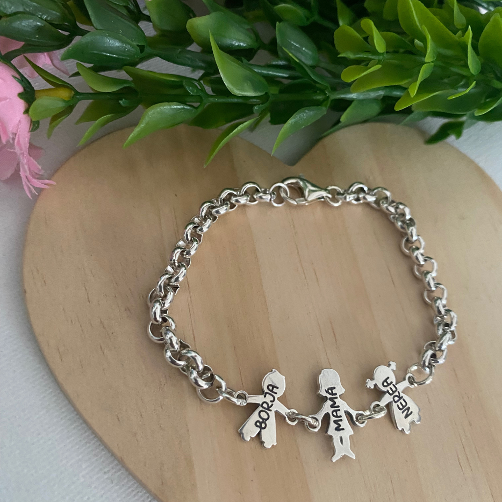 PULSERA NIÑOS Y MAMÁ BAÑO PLATA