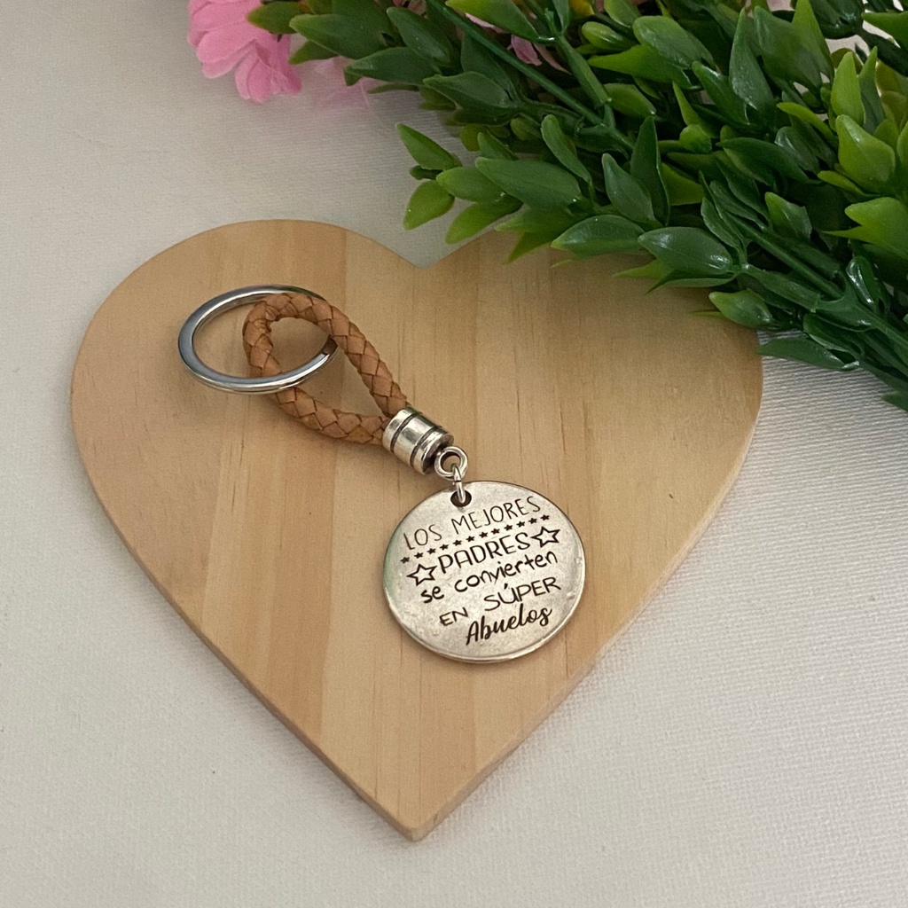 LLAVERO CUERO TRENZADO BAÑO PLATA