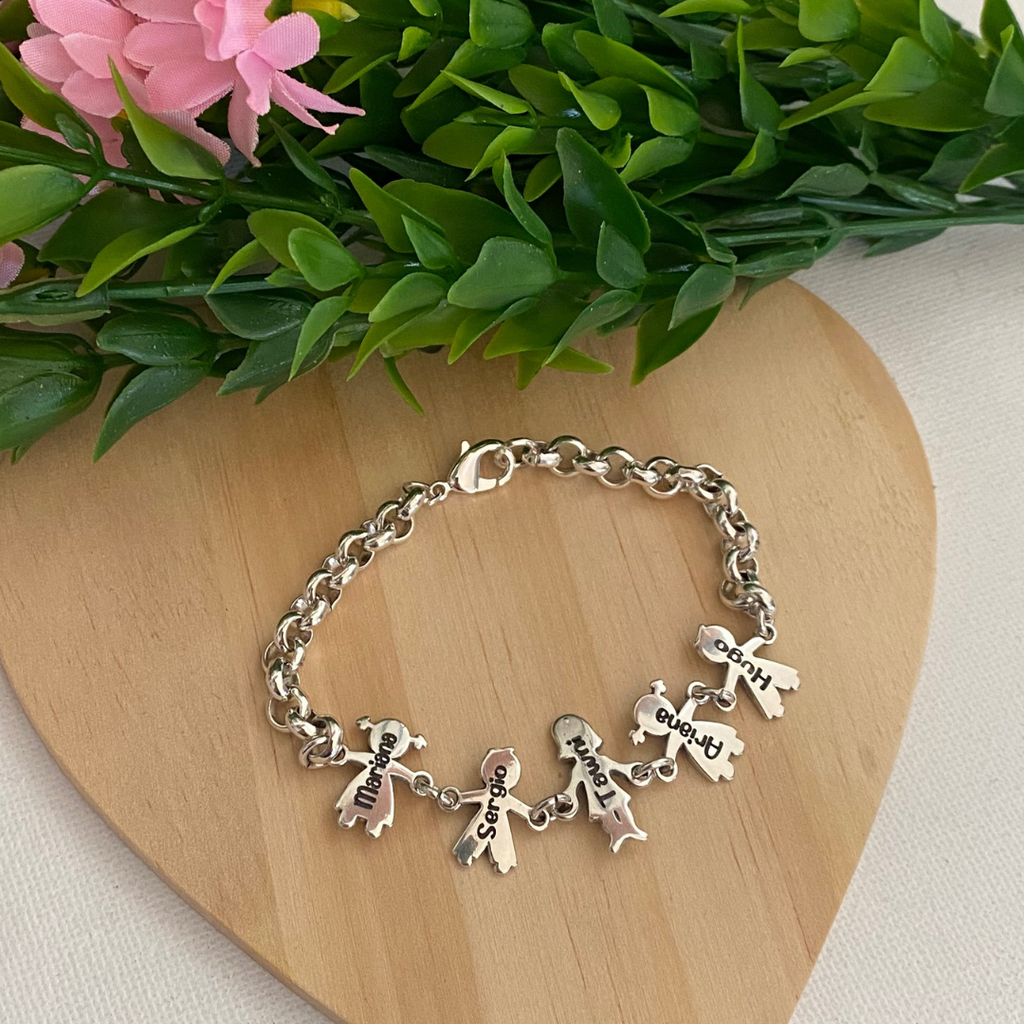 PULSERA NIÑOS Y MAMÁ BAÑO PLATA