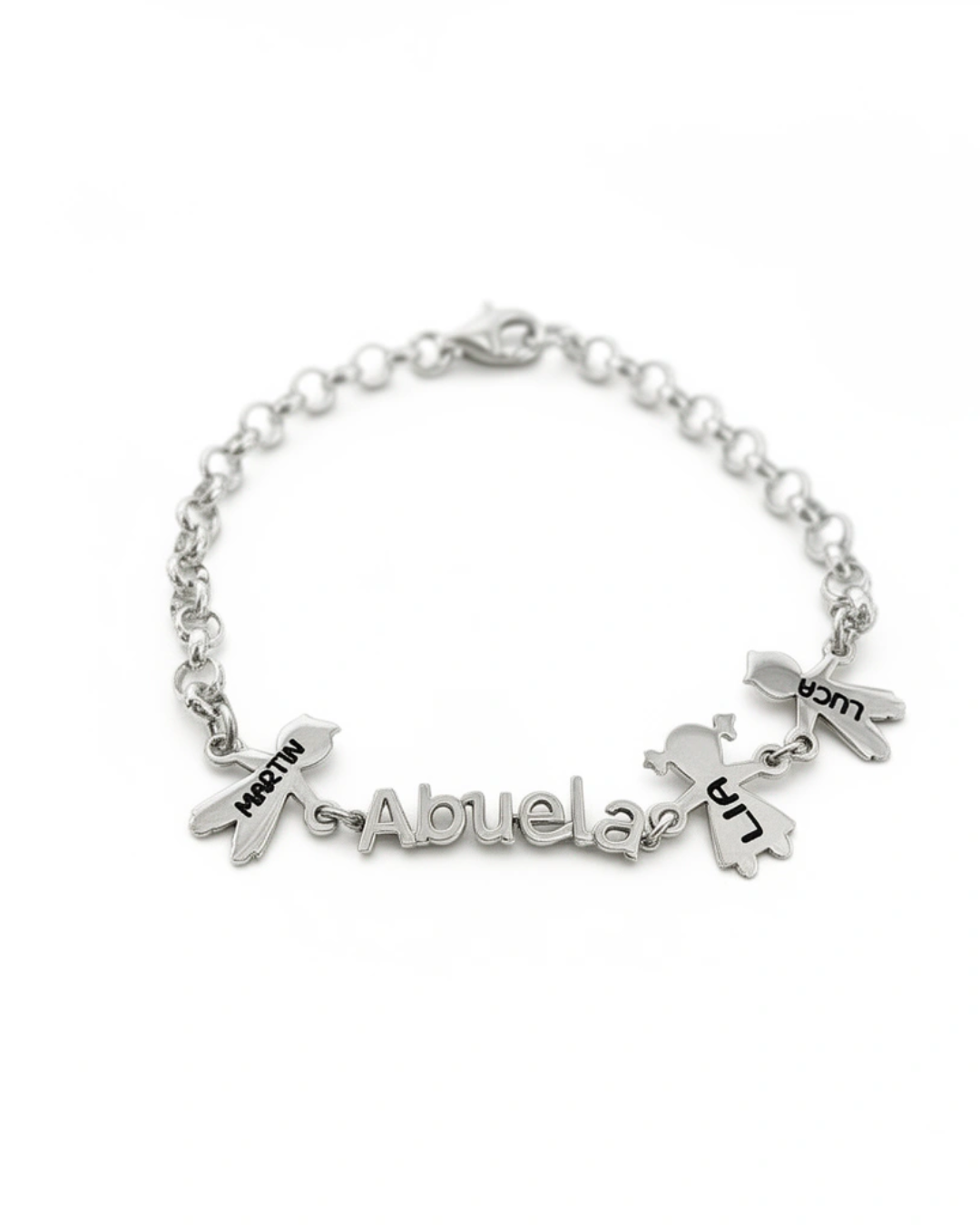 PULSERA ABUELA NIÑOS PLATA DE LEY