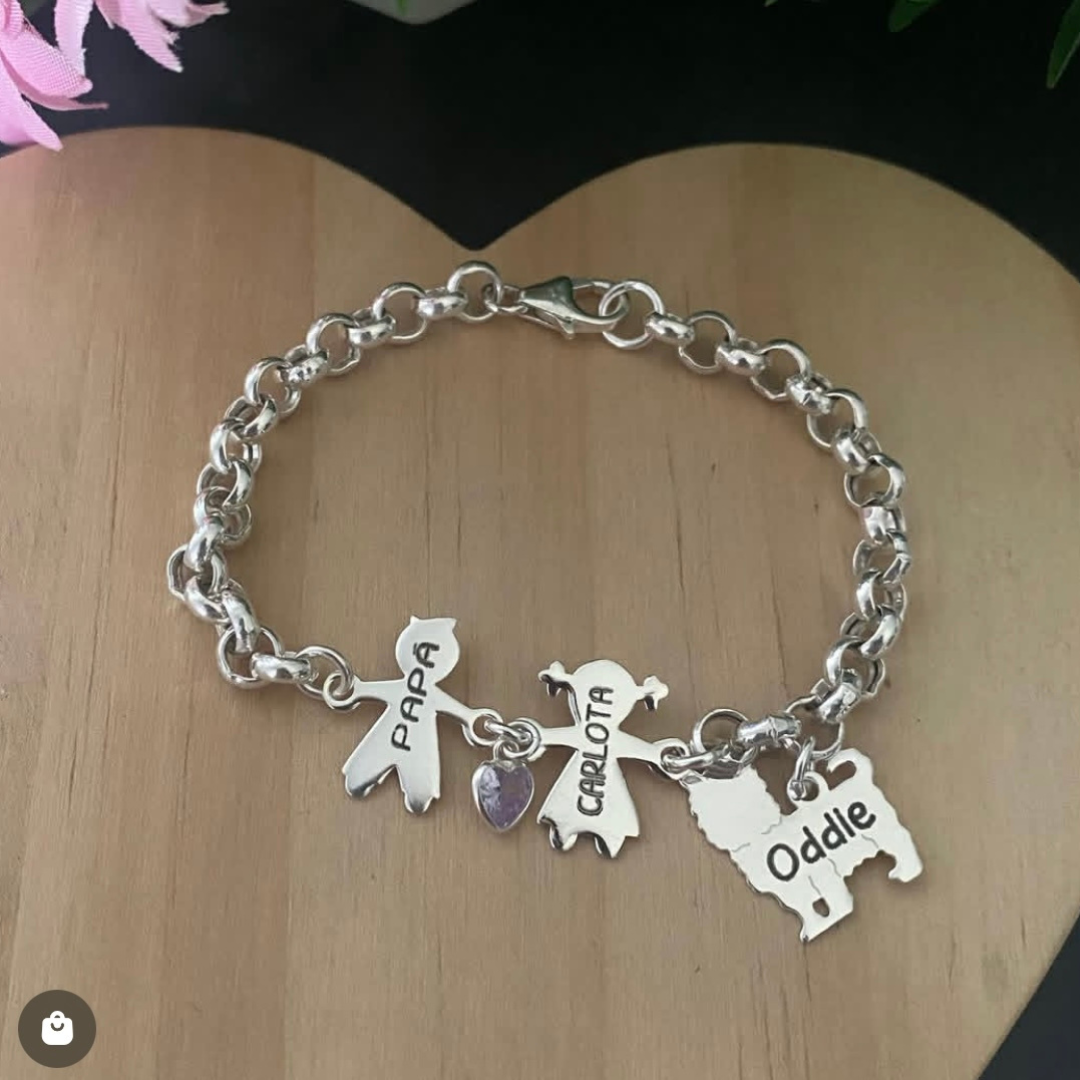 PULSERA PLATA LEY NIÑOS Y PERRITO
