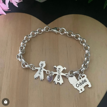PULSERA PLATA LEY NIÑOS Y PERRITO