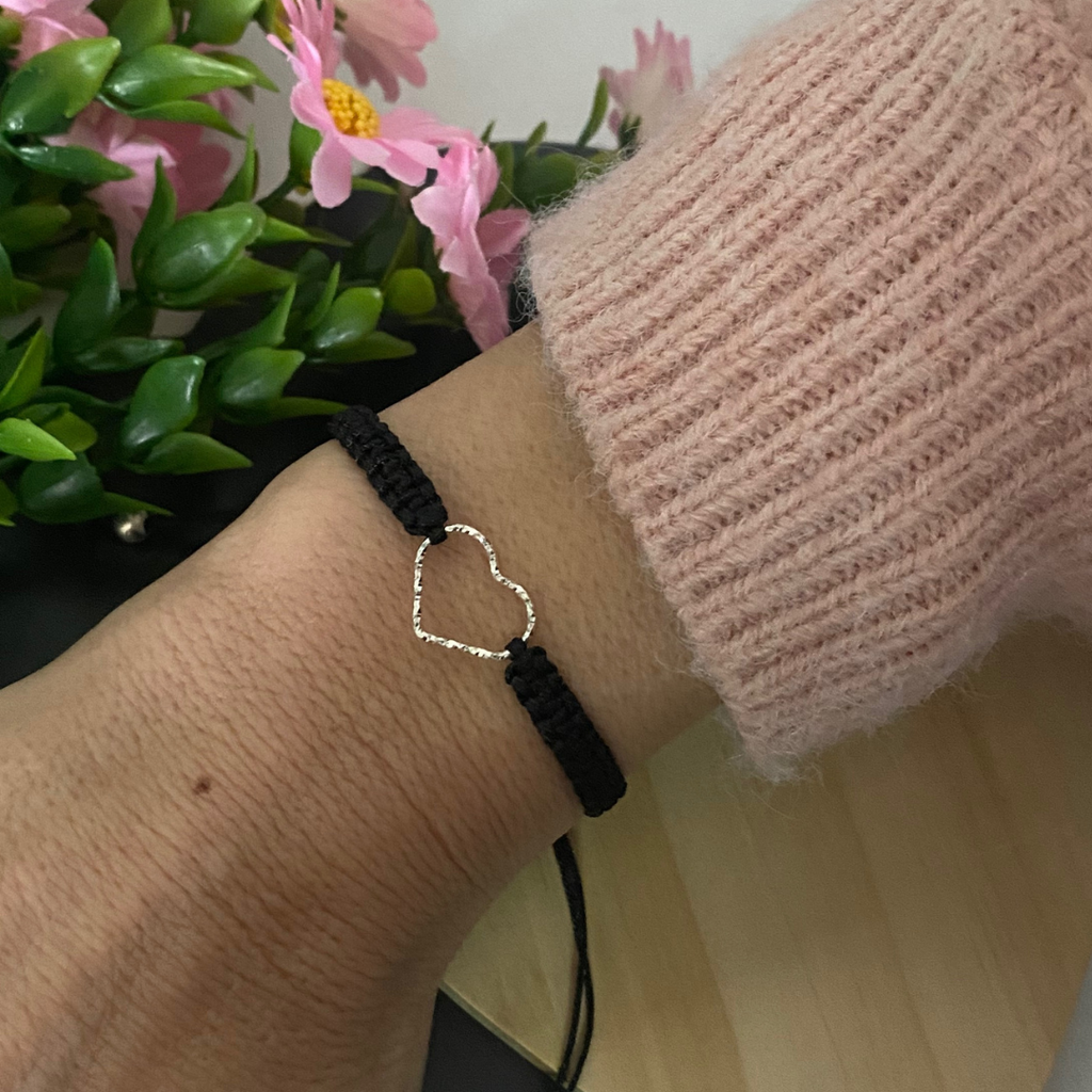 PULSERA AMOR CORAZÓN PLATA DE LEY