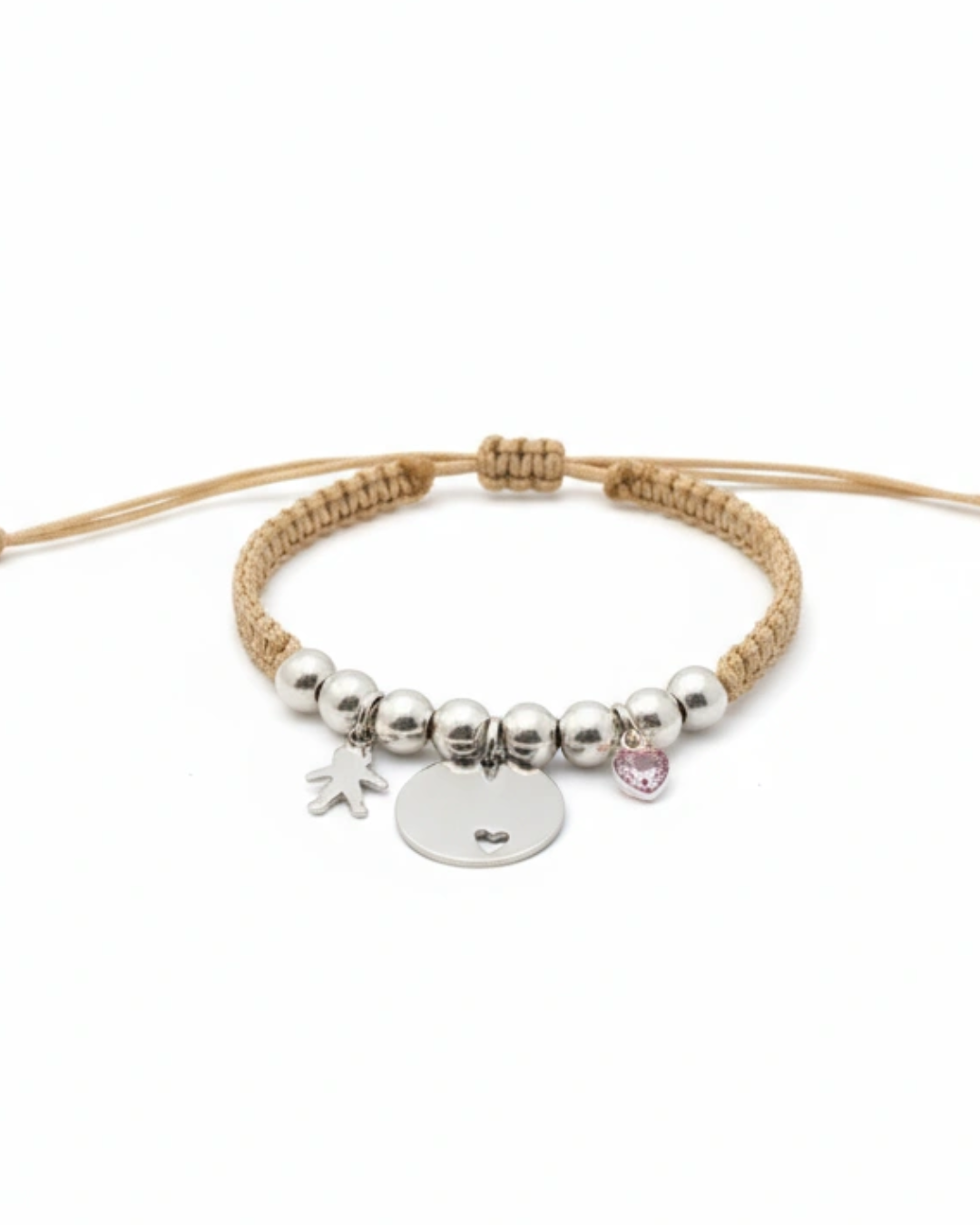 PULSERA DE HILO CON COLGANTES PLATA DE LEY