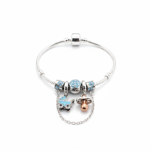 CHARM CARRO BEBÉ ROSA PLATA DE LEY